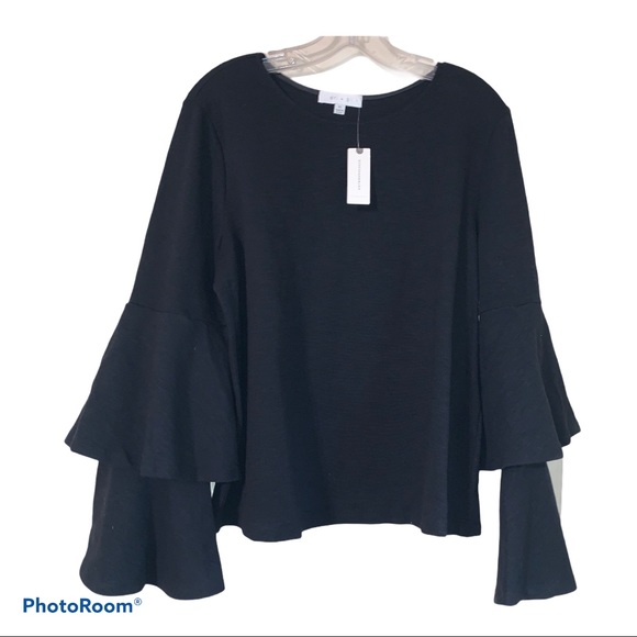 ❌SOLD❌ Anthropology XL Black Tiered Ruffle Top - Picture 3 of 8